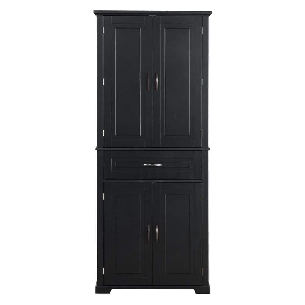 30 in. W x 16 in. D x 72 in. H Black MDF Freestanding Linen Cabinet with Adjustable Shelf price history on PriceWatchPro
