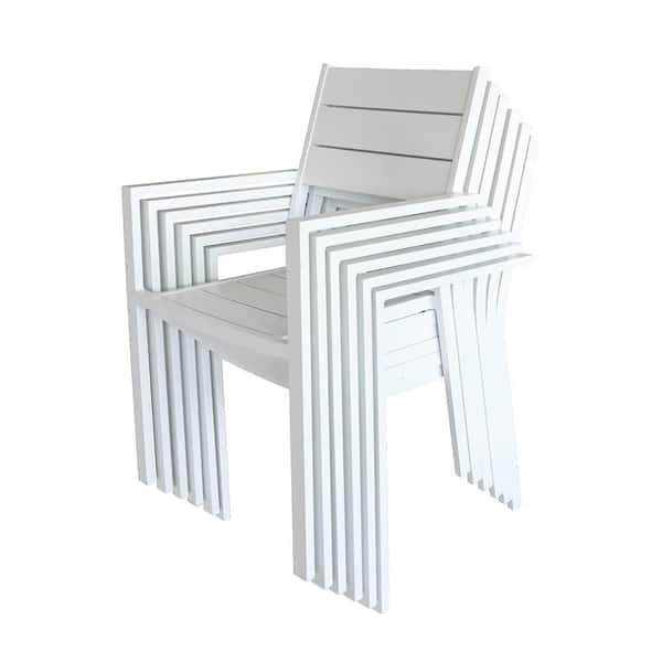 Afoxsos Outdoor Patio Dining Chair Modern Aluminum Stackable Chairs Dining Chair Powder-Coated Weather-Resistant (Set of 6)