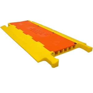 3 ft. Heavy-Duty Cable Protector with 5 Channels 1.38 in. Each - Yellow/Orange with Glow in The Dark Strip