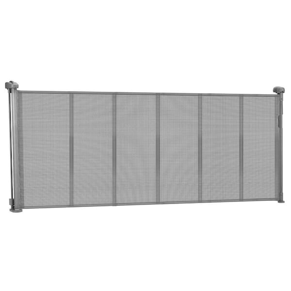 34 in. Retractable Baby Gate Extends to 71 in. Wide Mesh Material Easy Install for Stairs Doorways Playrooms Gray