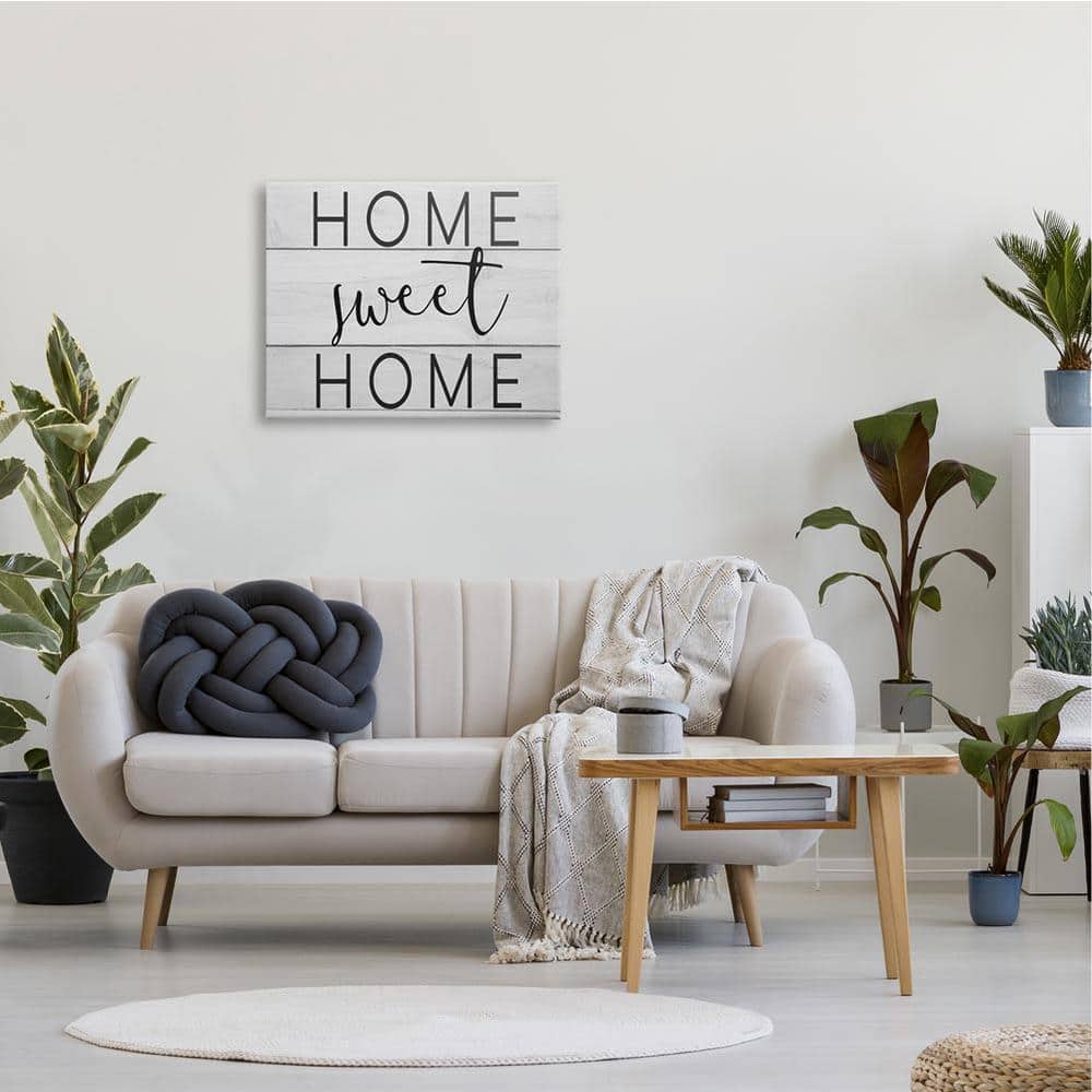 Home Sweet Home Gray and Black Canvas Wall Art