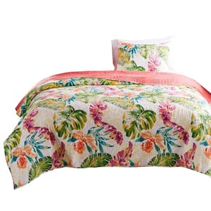 2-Piece Multi-Colored Solid Twin Size Microfiber Quilt Set