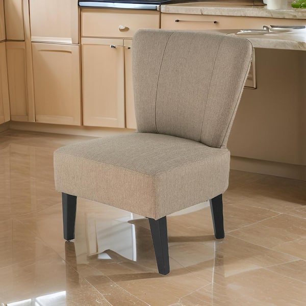 Benjara Beige and Black Fabric Upholstery Side Chair with Padded Back