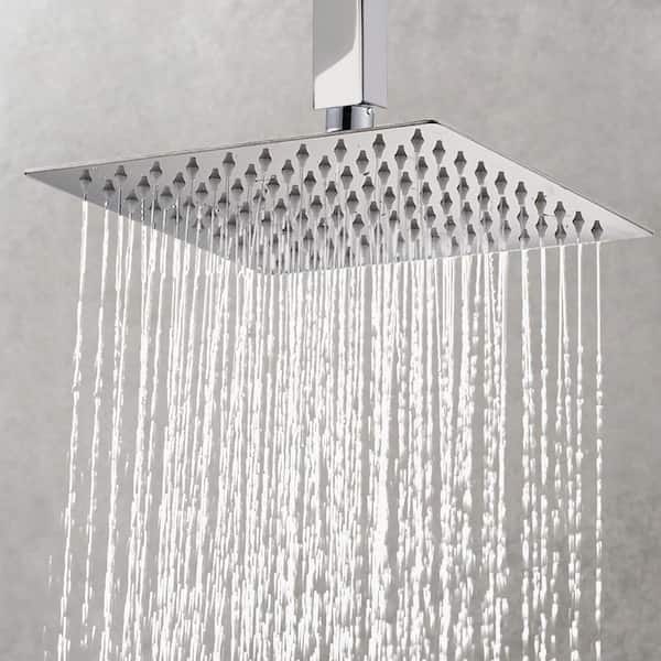 Modern 1-Spray Patterns 12 in. Single Wall Mount Fixed Shower Head Tub Wall Mount in Chrome