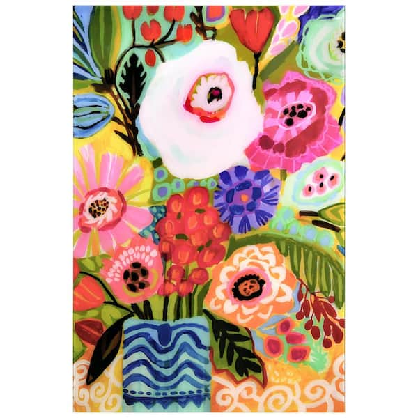 Empire Art Direct "Fresh Flowers in Vase II" by EAD Art Coop Frameless Free-Floating Tempered Art Glass Wall Art