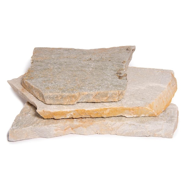 Southwest Boulder & Stone 14 in. x 12 in. x 2 in. 60 sq. ft. Titanium White Natural Flagstone for Landscape, Gardens and Pathways