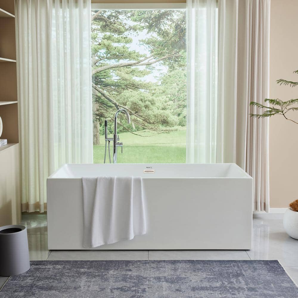 Chloe 59" White Acrylic Freestanding Soaking Bathtub