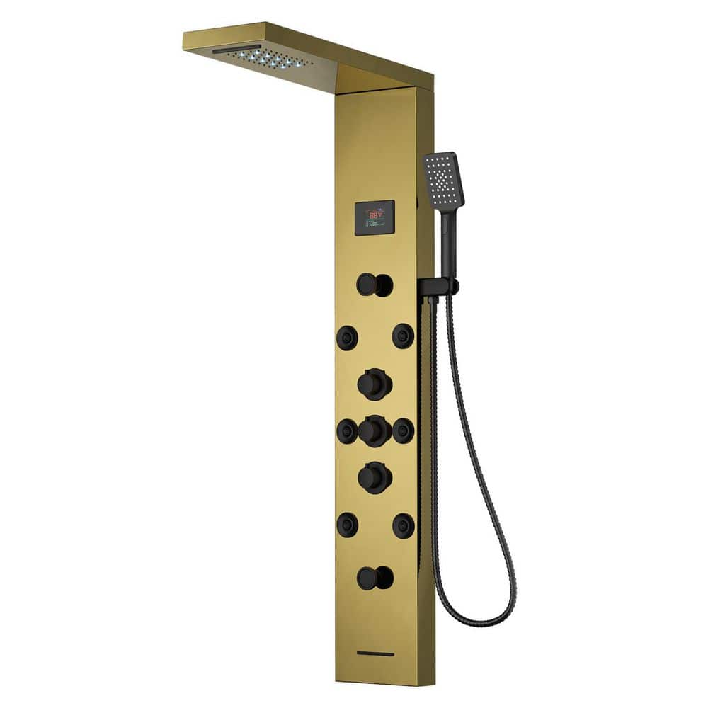 Povucky 6-in-One 6-Jet Shower Panel Tower System with Rainfall