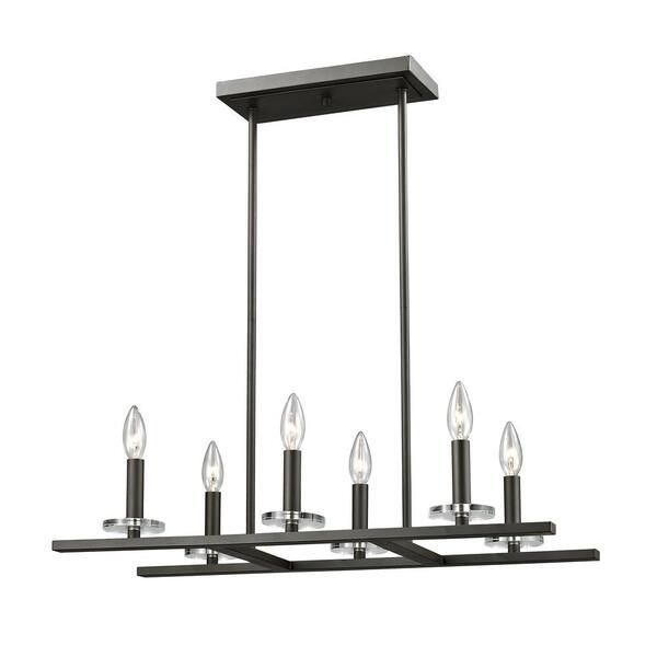 Unbranded Verona 60 Watt 6 Light Bronze Candle Pendant Light with No Bulb Included