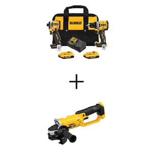 20V MAX XR Cordless Drill/Driver, ATOMIC Impact Driver 2 Tool Combo Kit and 4.5- 5 in. Angle Grinder w/(2) 2Ah Batteries