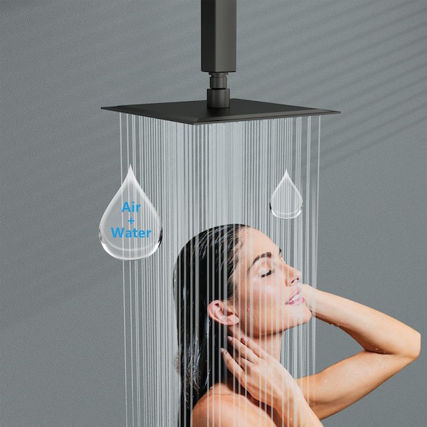 1-Spray 8 in. Single Ceiling MountHigh Pressure Fixed Rain Shower Head in Matte Black 1-Spray 8 in. Single Ceiling MountHigh Pressure Fixed Rain Shower Head in Matte Black