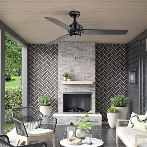 Sunil 52 in. Indoor 3-Speed Black Ceiling Fan with Pull Chain, Downrod and 3 Reversible Blades Ceiling Fans