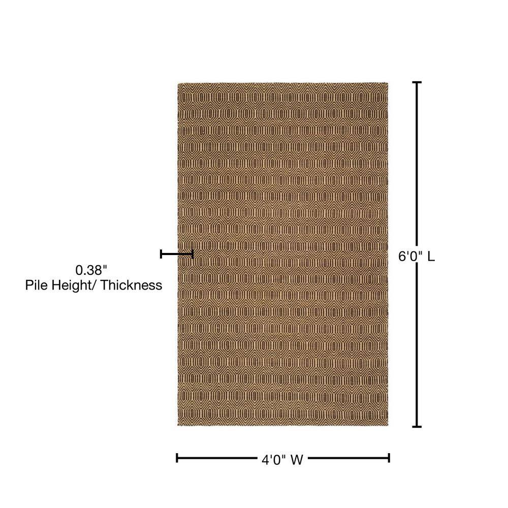 Brown Geometric Flat Woven Synthetic Area Rug, 4' x 6'