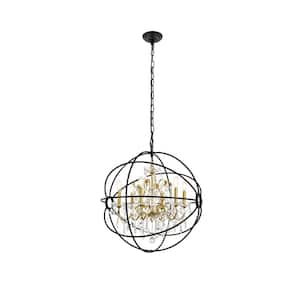 Timeless Home Cara 25.5 in. W x 27.5 in. H 6-Light Black and Gold Pendant