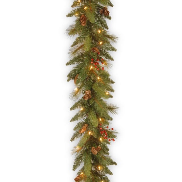 Unbranded Decorative Collection 6 ft. Long Needle Pine Cone Garland with Clear Lights