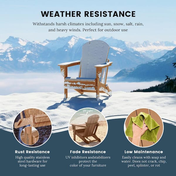 Laguna 4-Pack Fade Resistant Outdoor Patio HDPE Poly Plastic Classic Folding Adirondack Chairs in Teak
