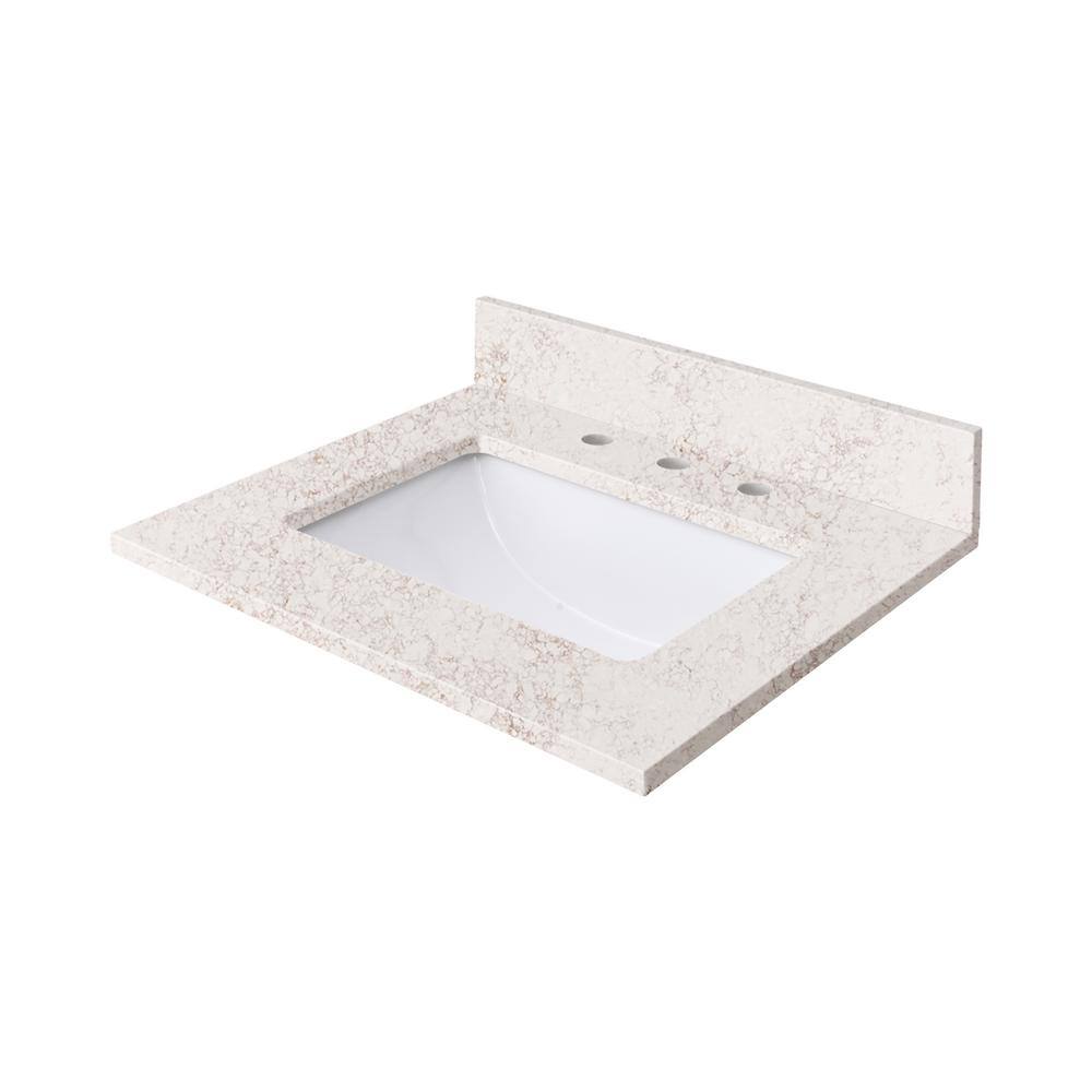 25'' Alluring Quartz Single Bathroom Vanity Top with Copper Veining