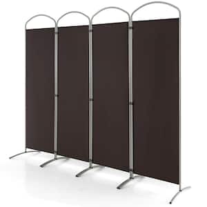 4 Panels Folding Room Divider 6 Ft Tall Fabric Privacy Screen Brown