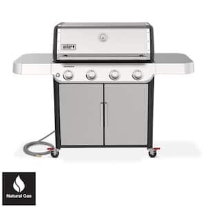 Genesis S-415 4-Burner Natural Gas Grill in Stainless Steel with Full Size Griddle Insert