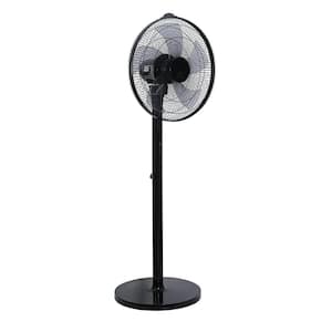 Simple Deluxe Oscillating 14 .5 in. Adjustable 12-Speeds Pedestal Stand Fan with Remote Control, 9-Hours Timer, Black