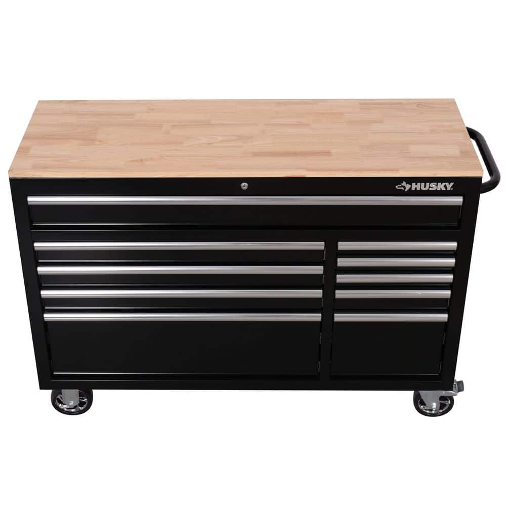 Husky Modular Tool Storage 52 in. W x 20 in. D Standard Duty Black Mobile Workbench Cabinet H52MWC10MOD