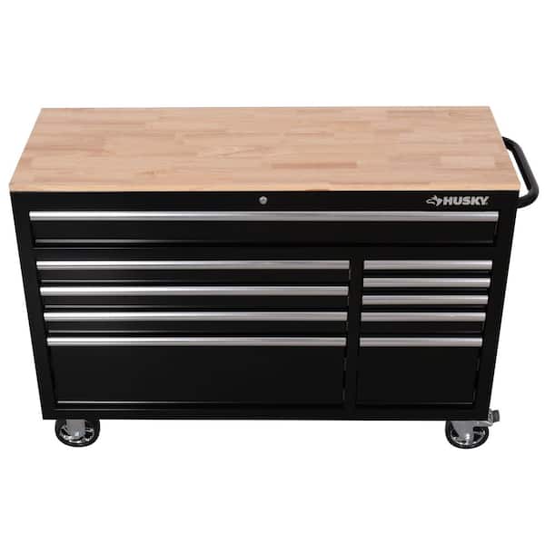 Husky - Modular Tool Storage 52 in. W x 20 in. D Standard Duty Black Mobile Workbench Cabinet
