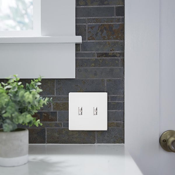 Fassada 2 Gang Toggle Switch Cover Plate for Dimmers and Switches, White (FW-2-WH) (1-Pack)