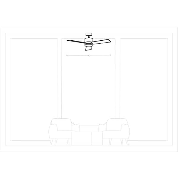 Generation Lighting - Era 44 in. Modern Matte Black Ceiling Fan with Black/American Walnut Reversible Blades, Light Kit and Wall Mount Control