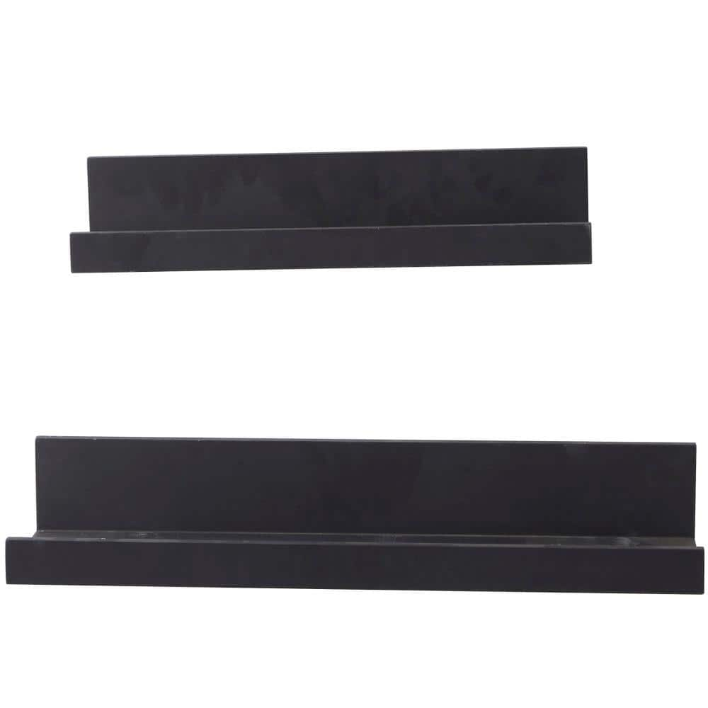 CosmoLiving by Cosmopolitan Black 2 Shelves Wood Wall Shelf