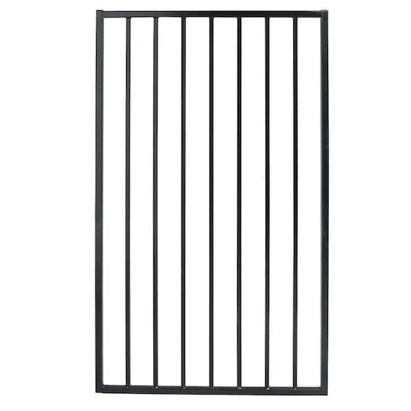 First Alert Premium Series 3 ft. W x 5 ft. H Black Steel Single Walk-Through Fence Gate