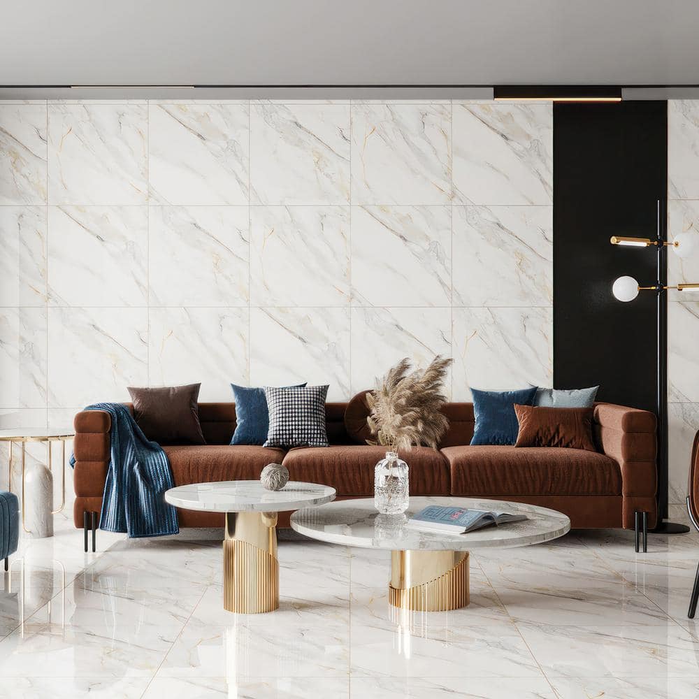 Shandar 24" x 24" Polished Porcelain Marble Look Tile