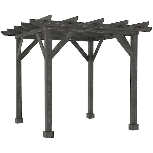 Outsunny 10 ft. x 10 ft. Outdoor Gazebo Wood Pergola Suitable for Patio, Deck, Garden, Gazebo