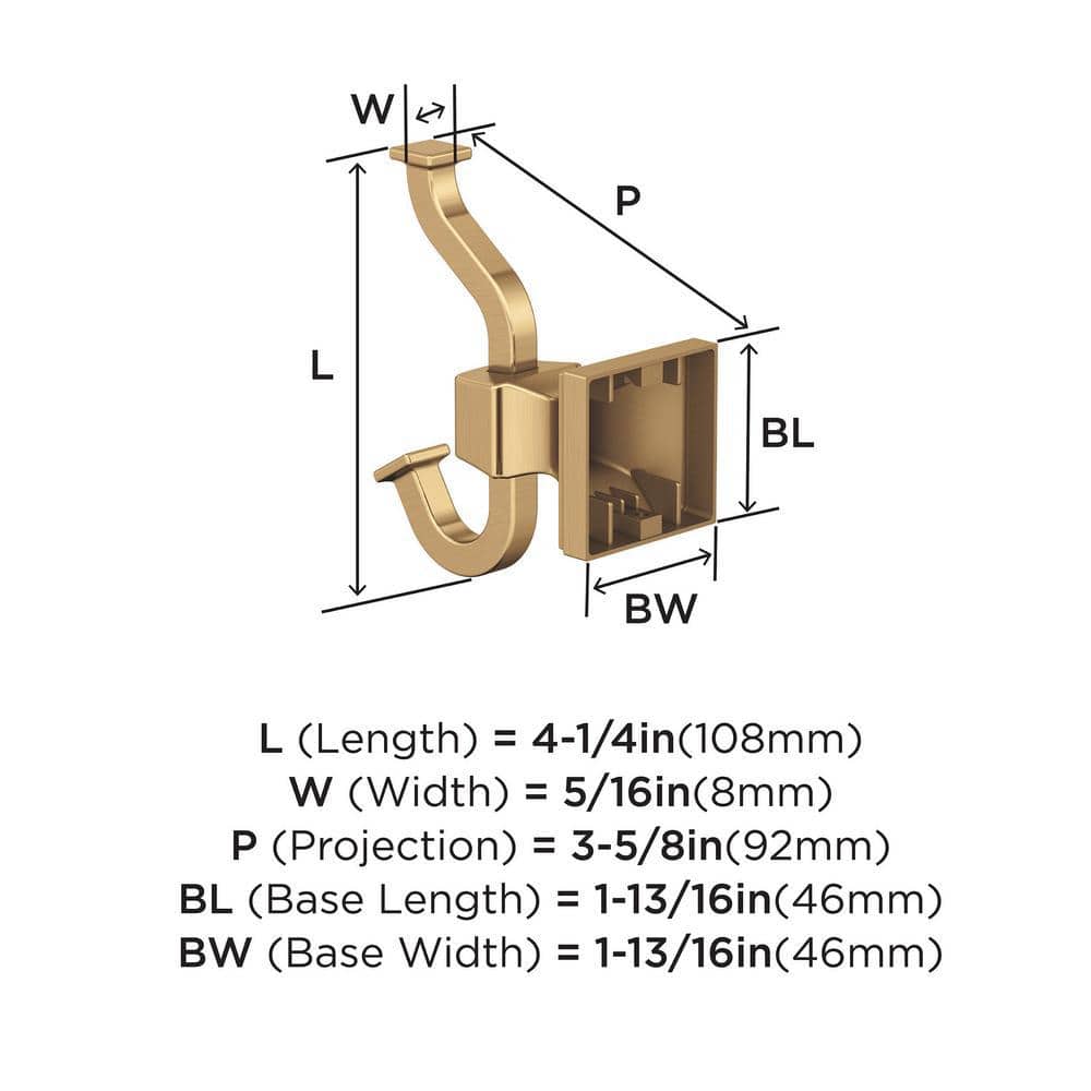 Champagne Bronze Double Prong Wall Mounted Hook