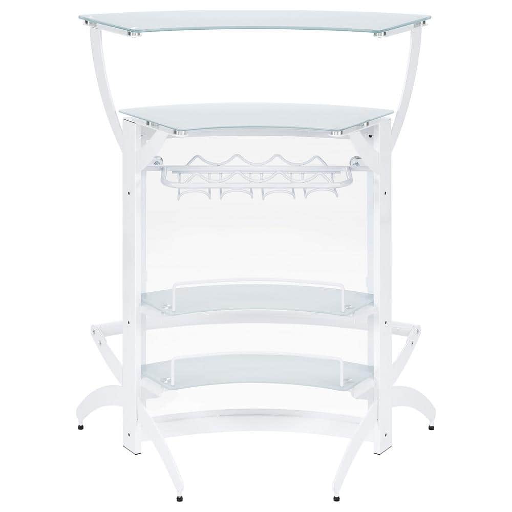 White Acrylic and Glass Half Circle Home Bar