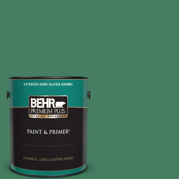 BEHR PREMIUM PLUS 1 gal. #470D-6 Greenbelt Semi-Gloss Enamel Exterior Paint & Primer