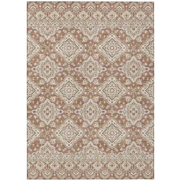 Chantille Machine Washable Indoor/Outdoor Abstract ACN3104 Rust 10 ft. x 14 ft. Area Rug