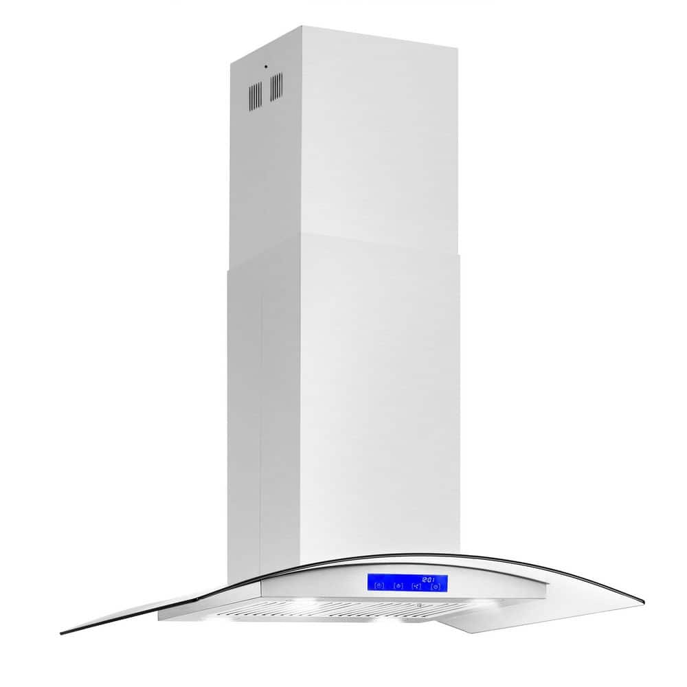 Cosmo 36" Stainless Steel Convertible Island Range Hood with LED Lighting