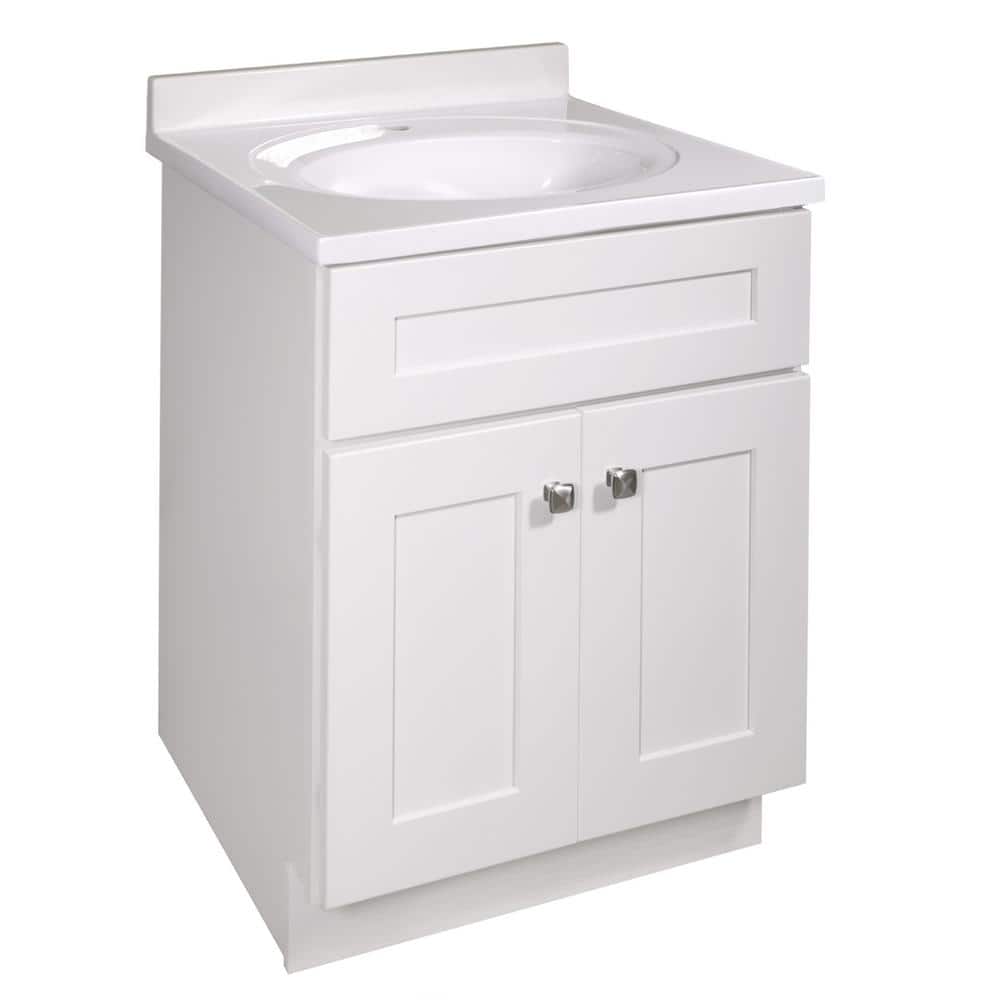 White Cultured Marble Single Vanity Top with Backsplash
