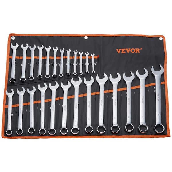 Combination Wrench Set, 25-Piece Open End Wrench Set with Roll-up Pouch, Carbon Steel Wrench Set Metric 6 mm to 32 mm