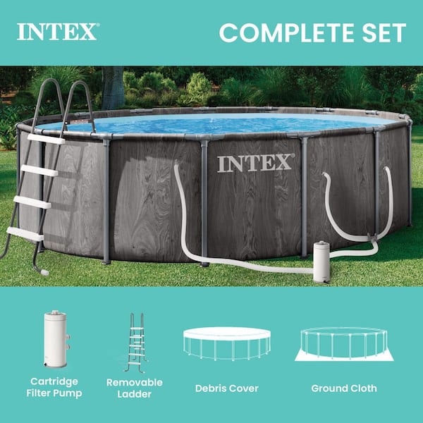 Intex Greywood Prism Frame 15 ft. x 48 in. Round Premium Above