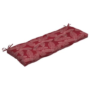 48 in. x 18 in. Red Leaf Palm Rectangle Outdoor Bench Cushion