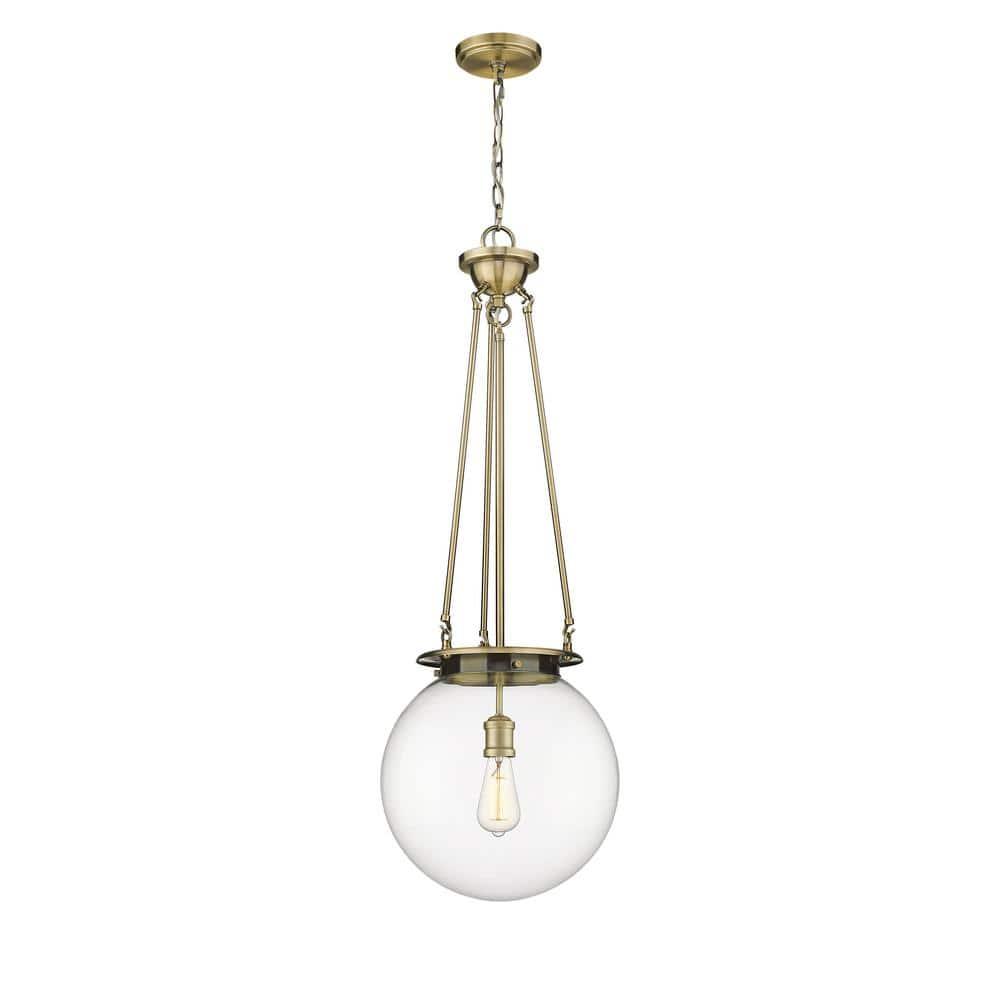 Beacon 100-Watt 1-Light Antique Brass Shaded Mini Pendant Light with Clear Glass Shade price history on PriceWatchPro