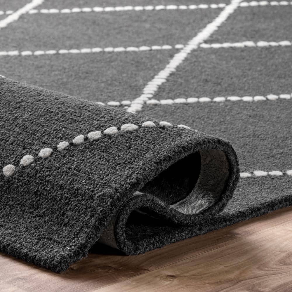 Charcoal Wool Trellis Tufted 4' x 6' Kids Rug