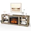 Karl home 70 in. Washed Gray TV Stand with Fireplace Fits TVs up to 70 in. Entertainment Center K1G52008468+51