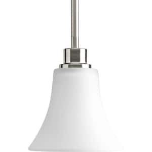 Joy Collection 1-Light Brushed Nickel Mini Pendant with Etched Glass