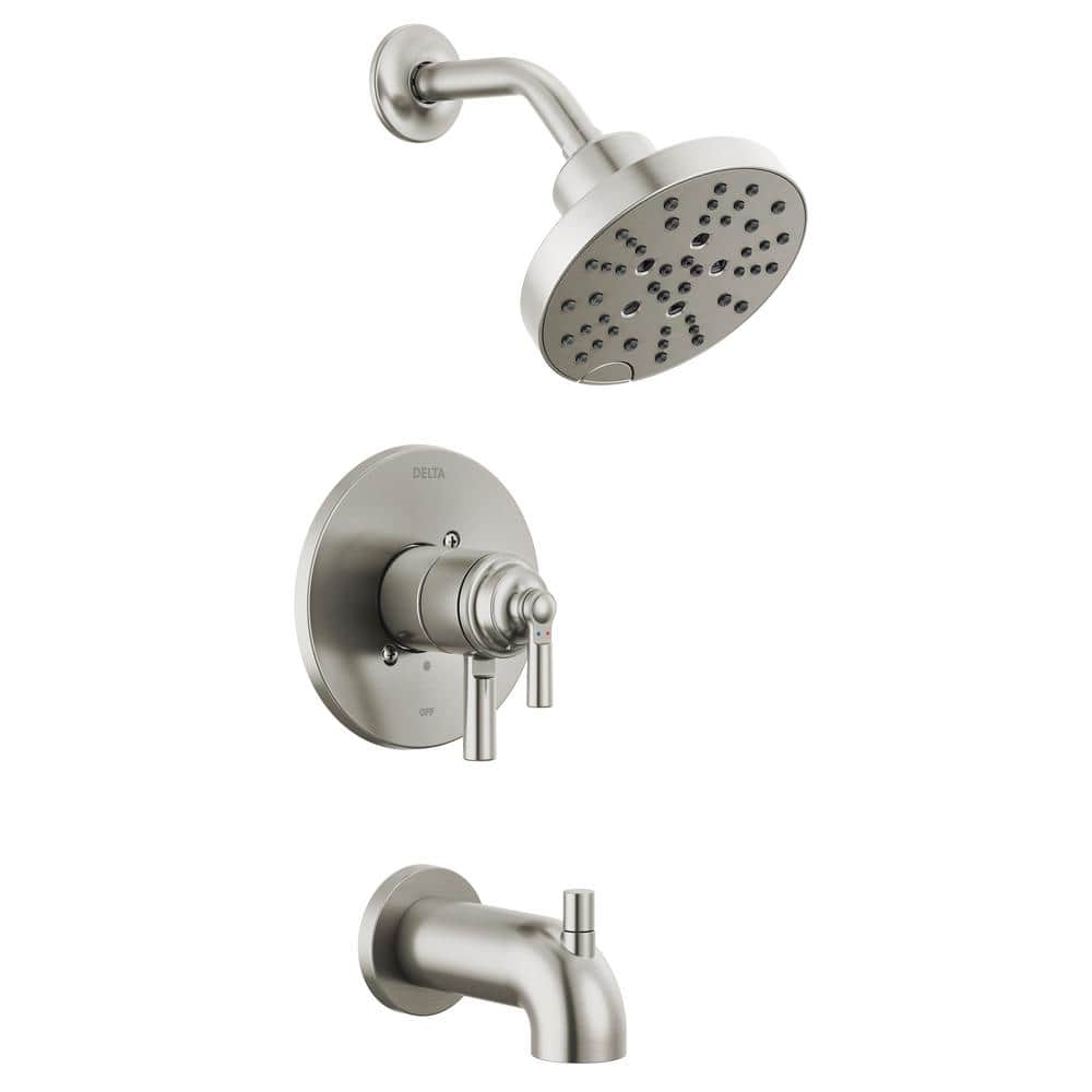 Delta Saylor 1-Handle Wall Mount Tub and Shower Trim Kit in Stainless ...