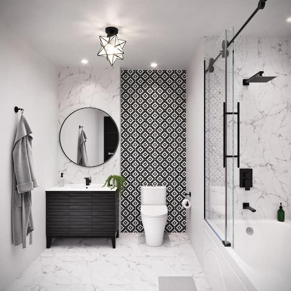 Ivy 54 in. x 30 in. Soaking Bathtub with Apron Left Hand Drain in White