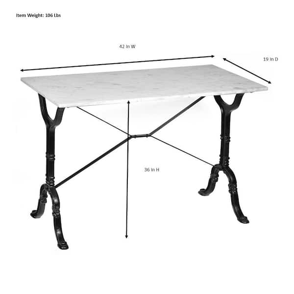 White Marble Console Table With Brass Toned Iron Base White Marble Console Table With Brass Toned Iron Base