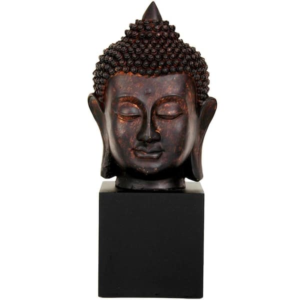 Red Lantern 10 in. Thai Buddha Head Decorative Statue