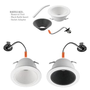 4 in. Low Glare Deep Baffle Adjustable CCT Integrated LED Recessed Light Trim 625 Lumens Wet Rated Dimmable